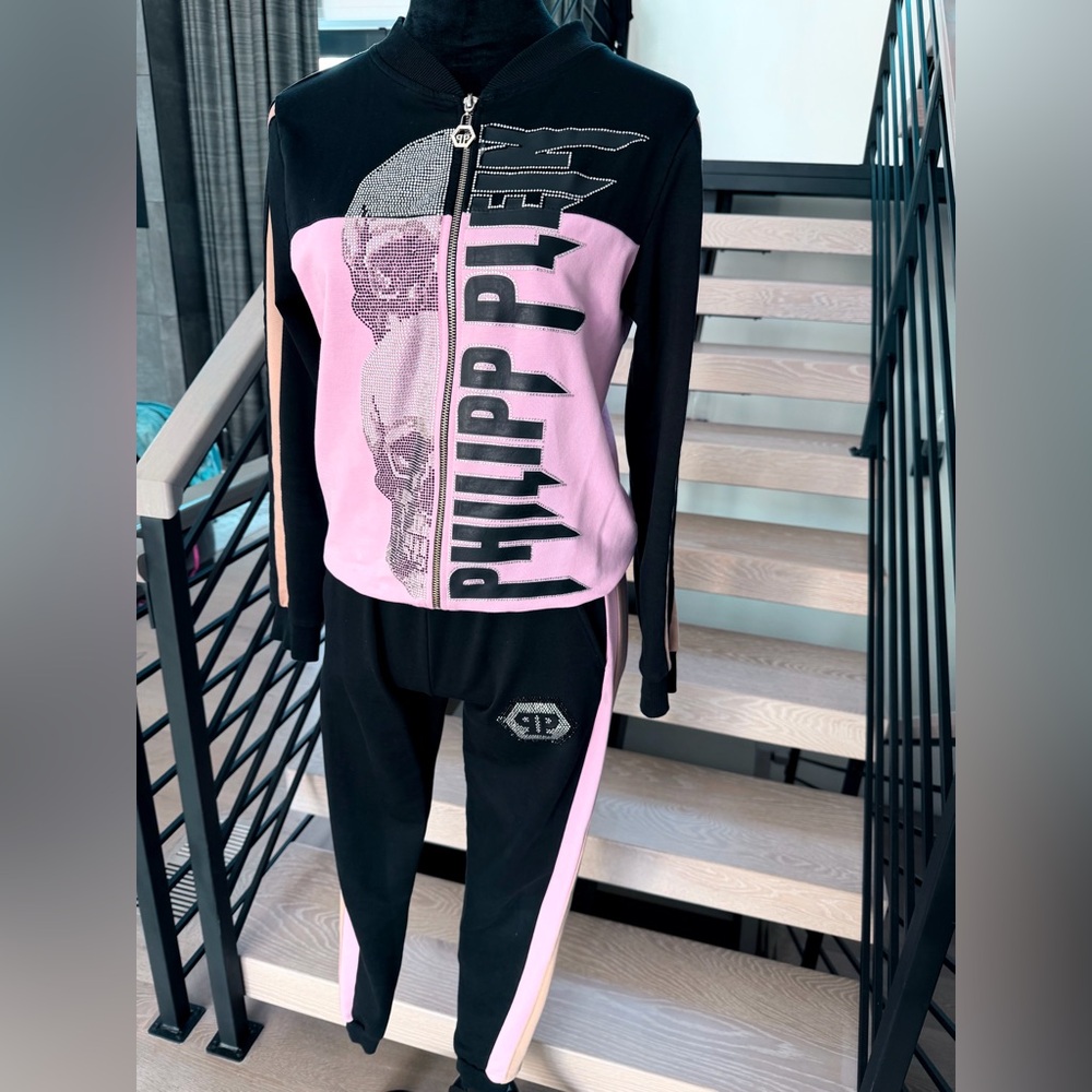 Philipp Plein Pink and Black Skull Tracksuit size S - Picture 2 of 7